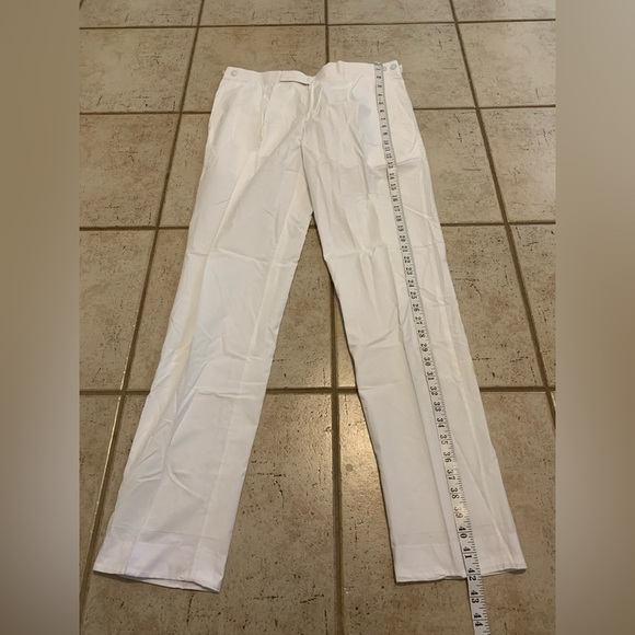 Vintage Style High-Waist Wide Leg Trousers White Linen Blend Pants Size 14 - Picture 5 of 7